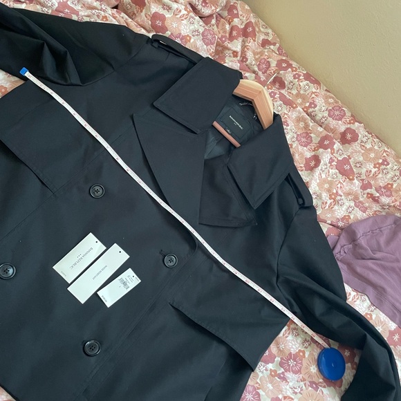 Banana Republic Black Cropped Trench Coat Classic Tailored Design - Picture 4 of 6